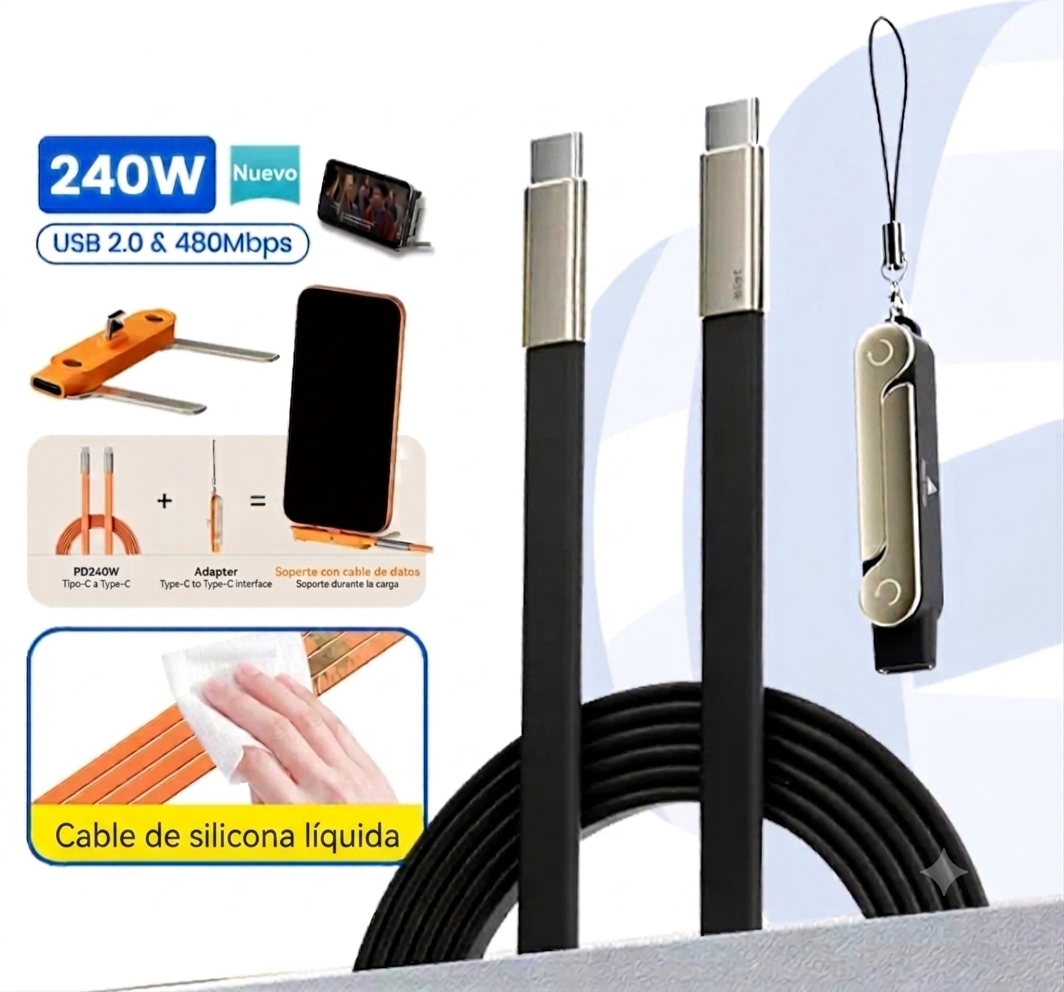 Cargador de celular con soporte carga rápida negro