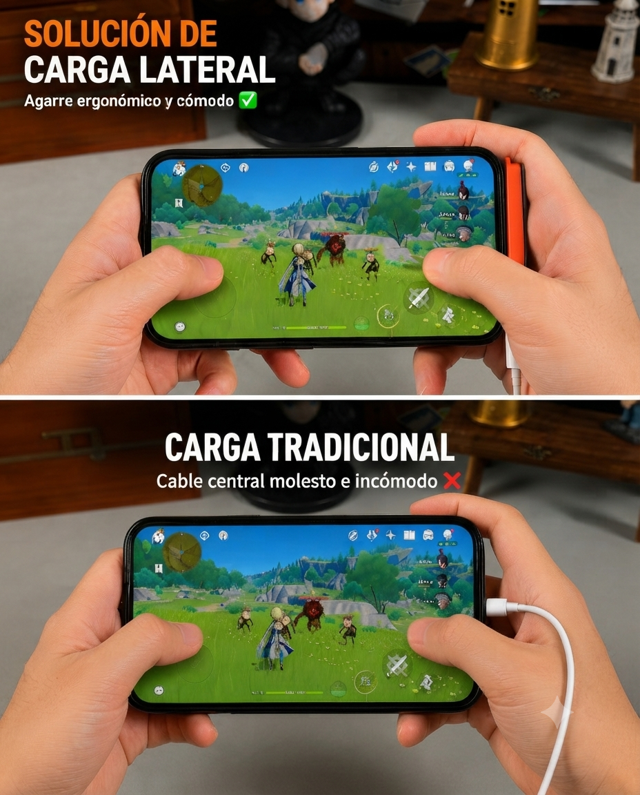 Cargador de celular con soporte carga rápida negro