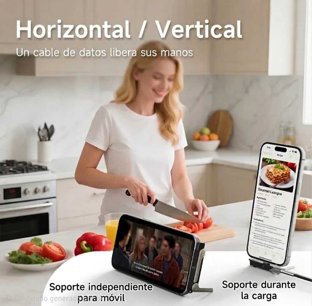 Cargador de celular con soporte carga rápida negro